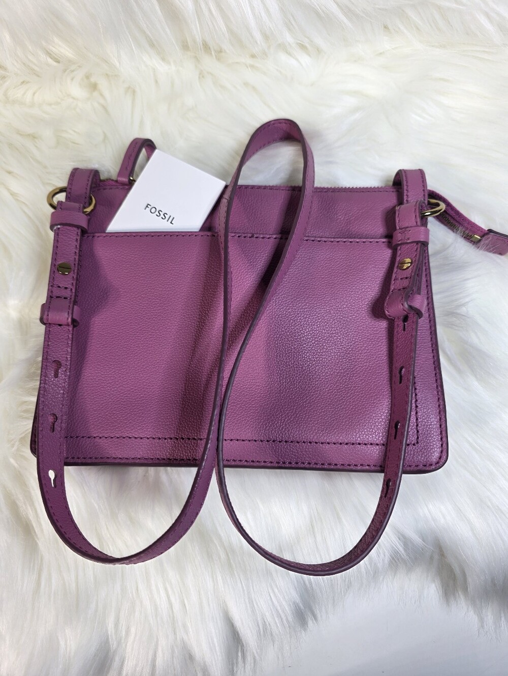 Fossil Taryn Magenta Leather Crossbody Bag